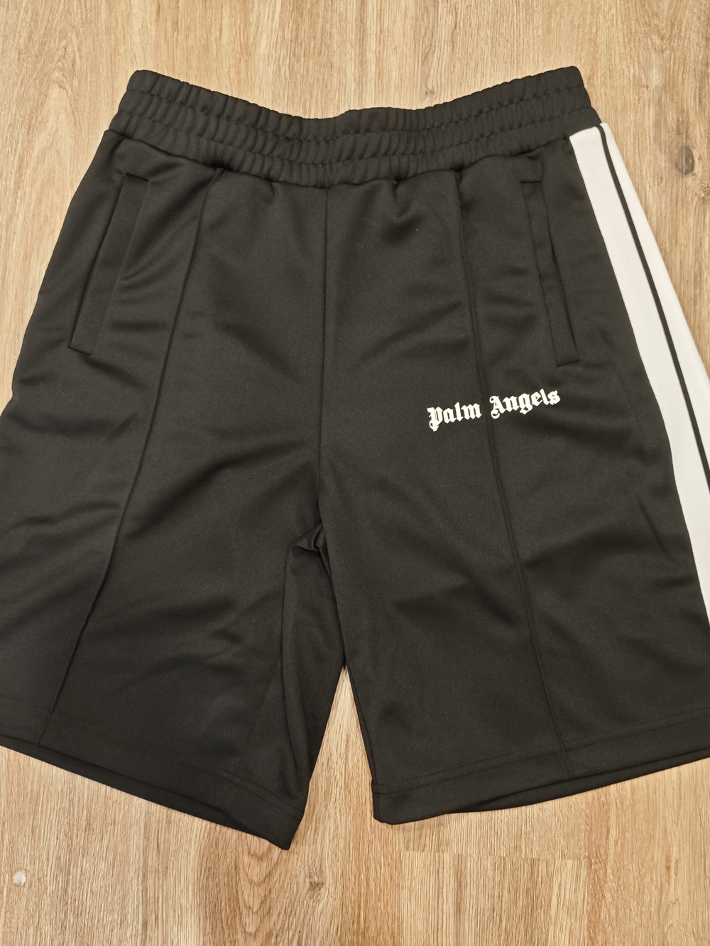Palm Angels Black Shorts with White Side Stripe